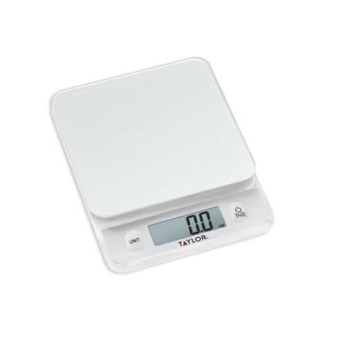Silver and White Taylor Digital 11lb Glass Top Food Scale - Silver