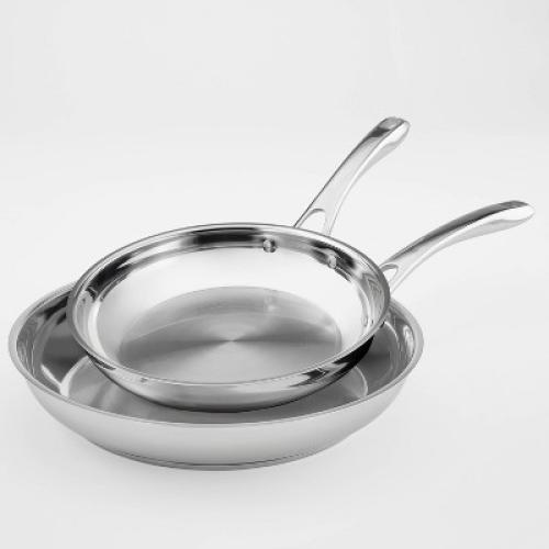 Cuisinart Classic 10 & 12 Stainless Steel 2pk Skillet Set Silver