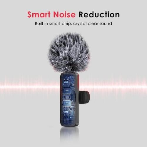 Mini Mic Pro Wireless Microphone for iPhone, Android, Lavalier Microphone for Video Recording