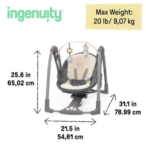Ingenuity Every Season Swing 'n Go Portable Baby Swing - Wesley - Beige