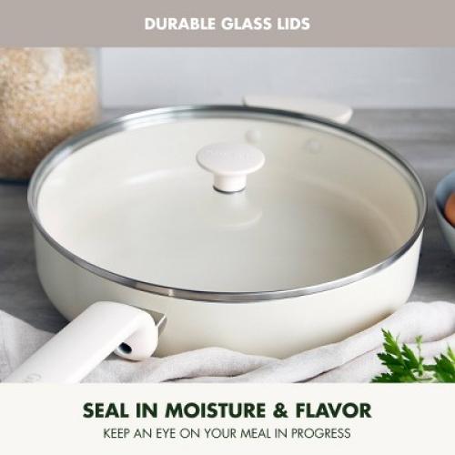 GreenPan Rio Advanced 5qt Ceramic Nonstick Saute Pan with Lid Cream