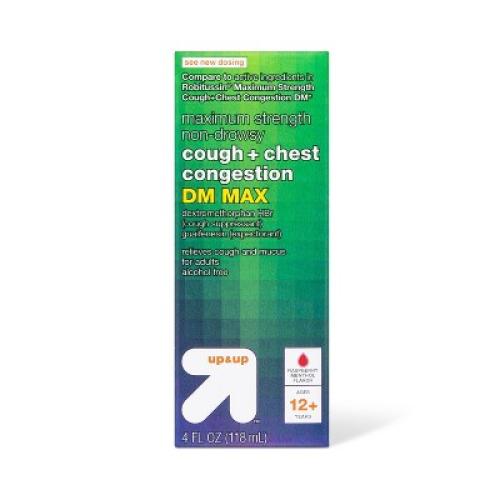 Tussin Cough   Chest Congestion DM Max Treatment - Raspberry Menthol - 4 fl oz - up & up™