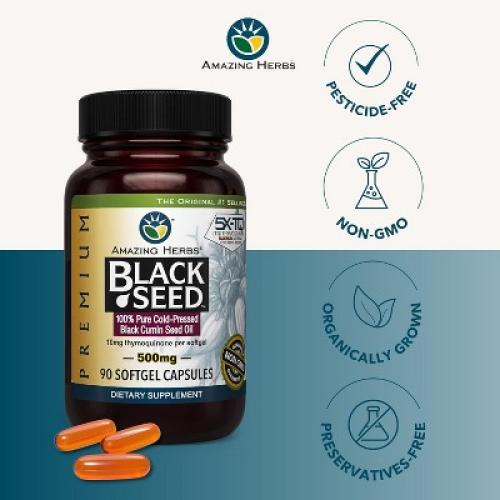 Amazing Herbs Black Seed 500mg Softgels, 90 Ct