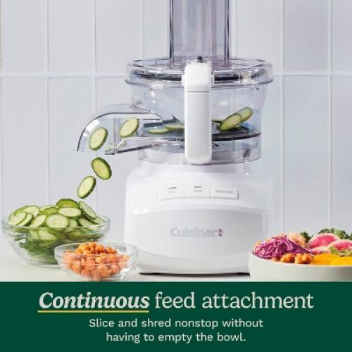 Cuisinart 9 Cups 350W Core Food Processor White FP-9CF: Continuous Feed, Reversible Disc, Dishwasher-Safe Parts