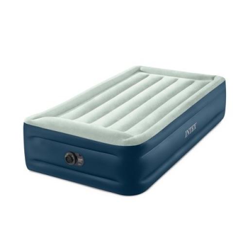 Intex Elevated 18 Pillow Rest Twin Air Mattress with Internal Pump - Off-White/Blue