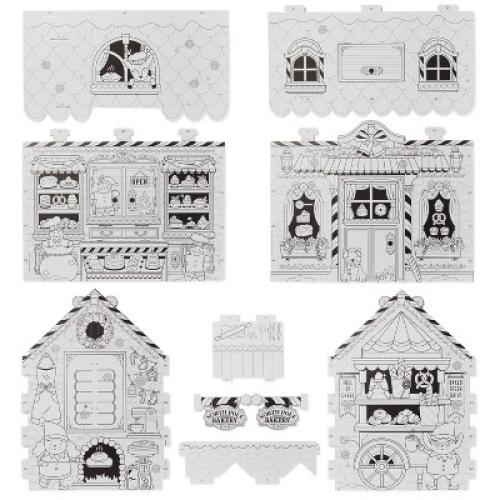 Christmas Craft Color-Your-Own Bakery Fort - Mondo Llama™: DIY Art Kit, Cardboard Panels, Ages 6 , 40.5 H x 47.3 D x 55.5 W