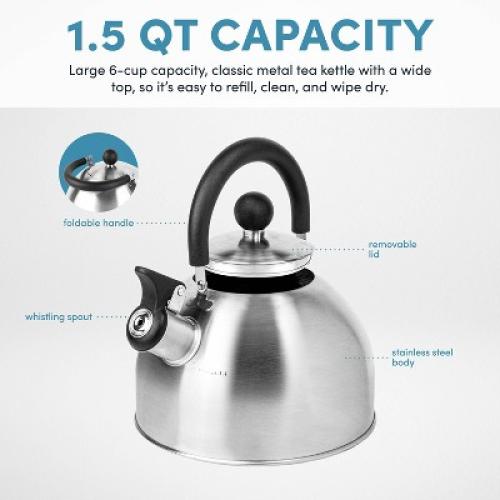 Aroma 1.5qt Stainless Steel Stovetop Kettle Silver