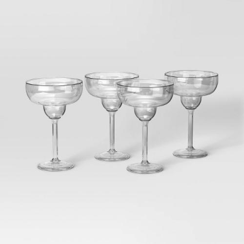 4pk Margarita Cocktail Glass Set - Threshold™: Clear Glass Drinkware, Dishwasher-Safe, 14.75oz Capacity, Service for 4 only 4 ‼️1 missing ‼️