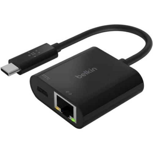 Belkin USB-C To Ethernet   Charge Adapter - Gigabit Ethernet Port Compatible with USB-C Devices Black, INC001btBK