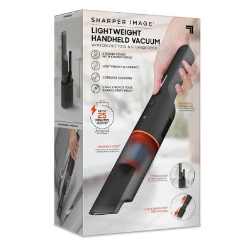 Sharper Image Lightweight Handheld Vacuum with 2-In-1 Upholstery & Crevice Tool, Cordless Black