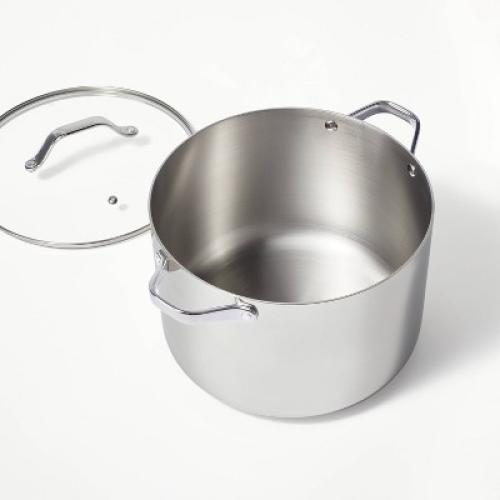 12qt Stainless Steel Stock Pot Silver - Figmint™ ‼️one stain and a little scratch ‼️