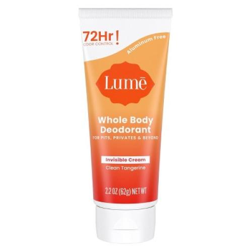 Lume Whole Body Women's Invisible Cream Tube Deodorant Clean Tangerine Scent 2 pack