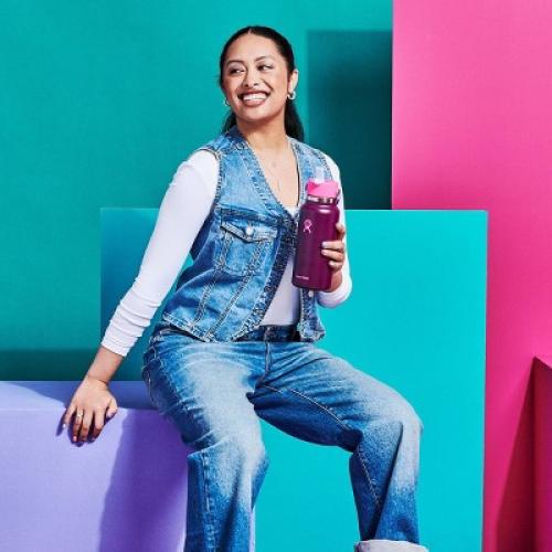 Hydro Flask 32oz Wide Mouth Flex Straw Water Bottle Sugar Plum: BPA-Free, Vacuum-Insulated, Leakproof, Dishwasher-Safe