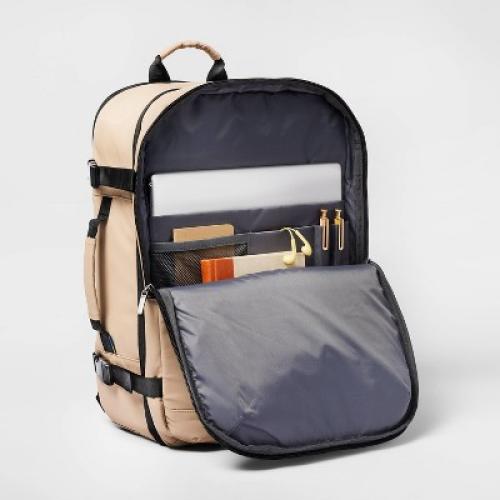 35L Travel Backpack Beige - Open Story™️: College Book Bag, 17 Laptop Ready