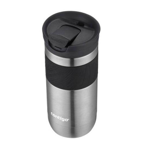 Contigo Byron 2.0 16oz Stainless Steel Travel Mug with SNAPSEAL Lid and Grip Gunmetal: Insulated Coffee Cup for Travel
