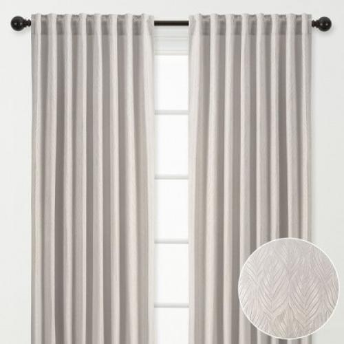 Chanasya 2pk Embossed Textured Sheer Window Curtain Panels - Set of 2 - 52 x 63 Inches Long - Leaf, Beige