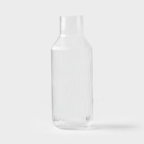 Ribbed Glass Carafe Clear - Threshold™: Dishwasher-Safe Beverage Server, 50oz Cold Drink Pitcher, Cadmium-Free Glass