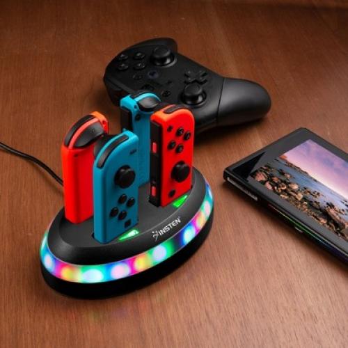 Insten 4-in-1 Charger for Nintendo Switch & OLED Model Joycon Controller, Joy Con Docking Station RGB Charging Dock Accessories