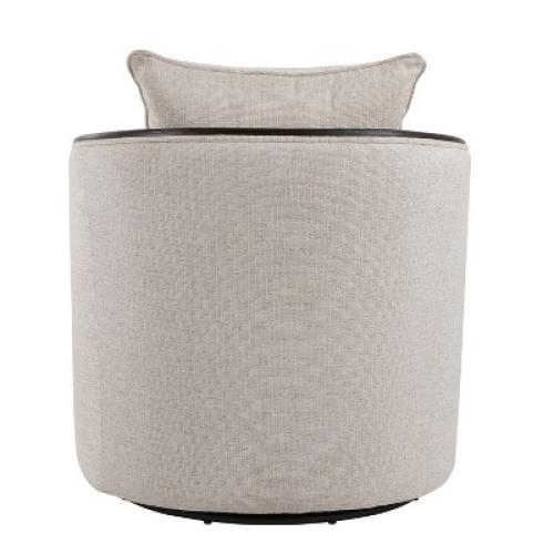 Lumisource Gemma Swivel Accent Chair In Sand Fabric/Espresso Wood