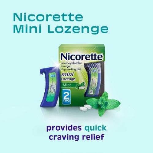 Mint 81 Count Nicorette 2mg Stop Smoking Aid Nicotine Mini Lozenge