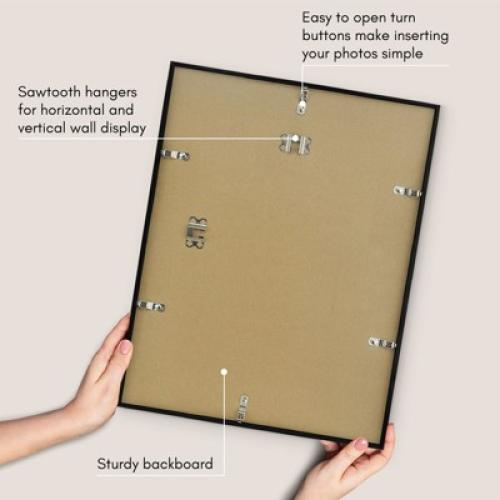 Americanflat 14x18 Picture Frame with Polished Plexiglass, Streamline Collection, Thin Border Picture Frame for Wall Display, , Black