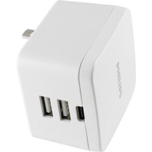 Philips 3-Port 32W USB and USB C Charger - White