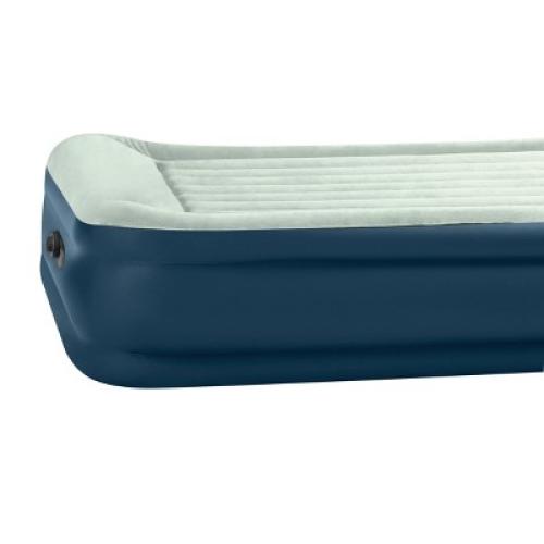 Intex Elevated 18 Pillow Rest Queen Air Mattress with Internal Pump - Off-White/Blue
