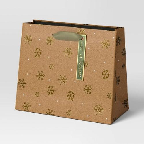 Snowflakes Petite Vogue Christmas Gift Bag Brown - Wondershop™ (Set of 47)