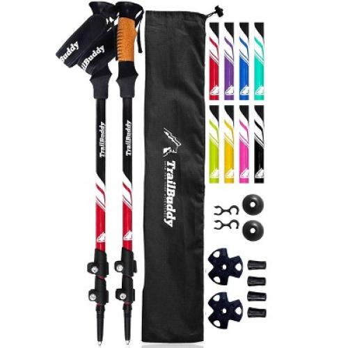 TrailBuddy Trekking Poles for Hiking - Set of 2 Collapsible Walking Sticks - Camping Accessories, Lava Red - missing parts
