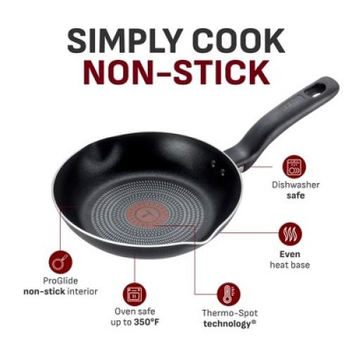 T-fal 2pc Frying Pan Set, Simply Cook Nonstick Cookware Black