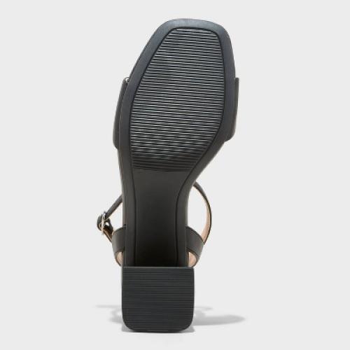 Women's Shannon Heels with Memory Foam Insole - A New Day™ Black 7.5W: Adjustable Buckle Strap, Block Heel, Open Toe Sandals