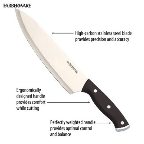 Farberware 14pc Triple Rivet Knife Block Set with Edgekeeper Sharpener Graphite: Stainless Steel Cutlery, Hand Wash‼️missing 2 ‼️