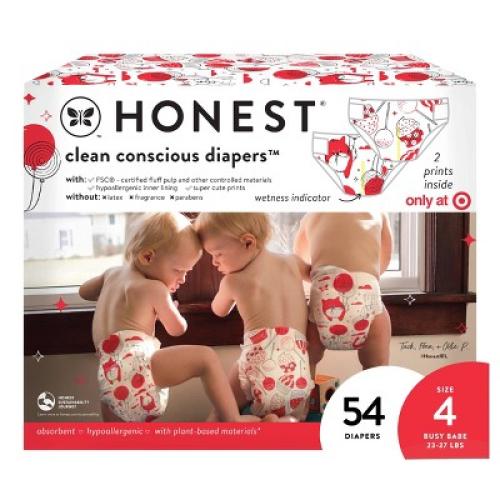 The Honest Company Clean Conscious Disposable Diapers In-RED-Ibly Delicious & So Fetch - Size 4 - 54ct