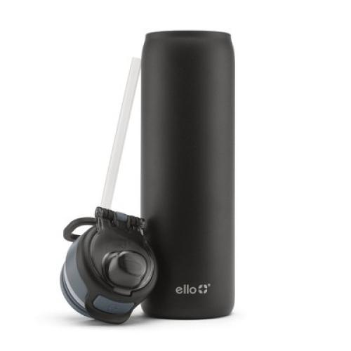 Ello Pop and Fill 22oz Stainless Steel Water Bottle Black