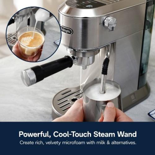 DeLonghi Dedica Duo Espresso and Cold Brew Machine with Milk Frother for Hot & Iced Coffee, Cappuccinos, Lattes & More Stainless Steel
