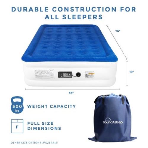 SoundAsleep Dream Series Air Mattress with ComfortCoil Technology & Internal High Capacity Pump -  Queen - Blue