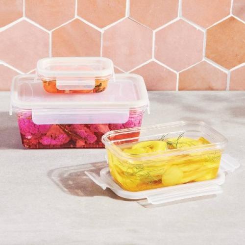 6pc (set of 3) Tritan Plastic Rectangle Food Storage Container Set Clear - Figmint™: BPA-Free, Stackable, Dishwasher-Safe