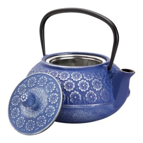Juvale Cast Iron Tea Pot with Stainless Steel Loose Leaf Infuser, ****Blue****, 34 oz