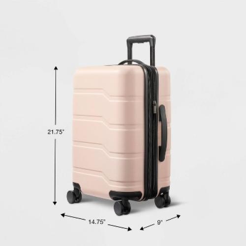 Hardside Carry On Suitcase Pink - Open Story™: 8-Wheel Polycarbonate Luggage