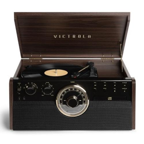 Victrola Empire 7-in-1 Bluetooth Record Player with 3-Speed Turntable, CD, Cassette Player and Radio (Espresso)