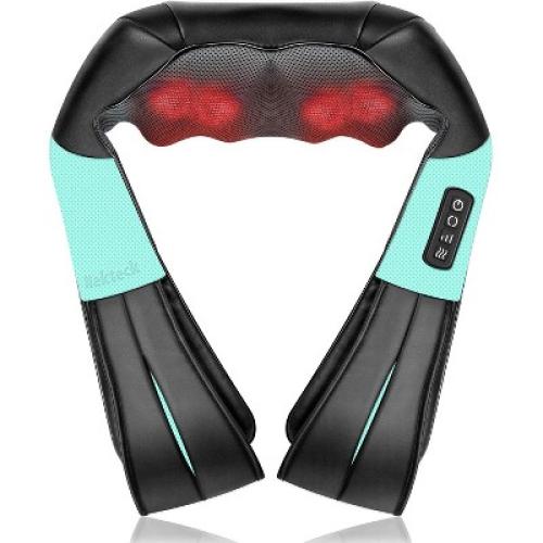 Nekteck Shiatsu Neck & Back Massager - Heat, Deep Kneading - Home, Office, Car -Black