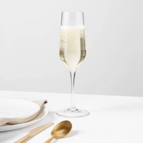 (incomplete set)8oz 3pk Glass Atherton Champagne Glasses - Threshold™: Traditional Clear Flutes, Dishwasher-Safe, BPA & Lead-Free