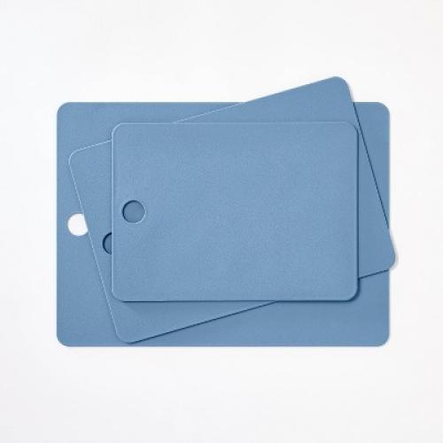 3pc Recycled Poly Essentials Cutting Board Set Blue - Figmint™: BPA-Free, Dishwasher-Safe, Small to Large Sizes