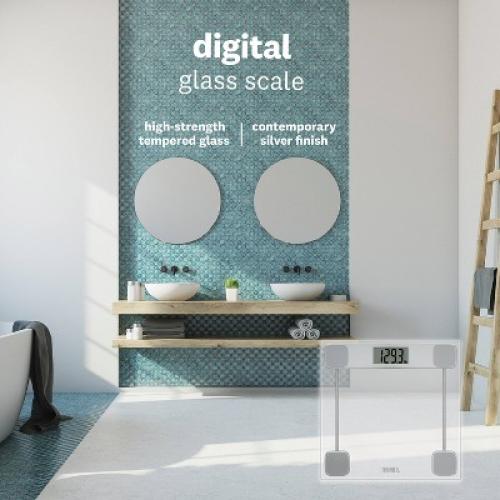 Clear Glass Weight Scale Silver - Thinner: Digital Bathroom Scale with LCD Display, 400 lb Capacity
