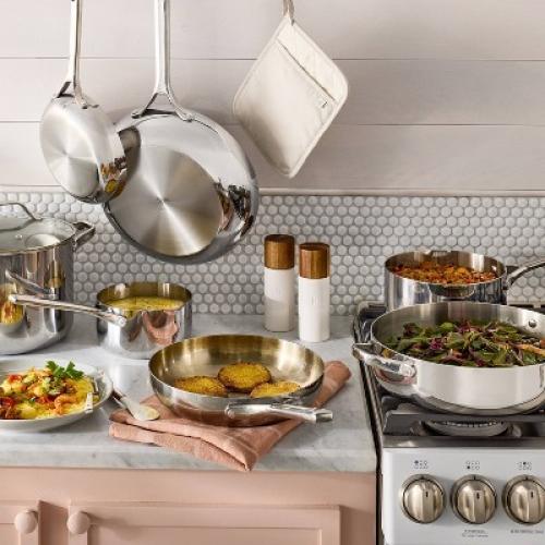 Stainless Steel Cookware Set with Pan Protectors Silver - Figmint™ HAS MISSING ACCESSORIES/PIECES