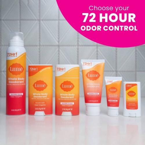 Lume Whole Body Women's Invisible Cream Tube Deodorant Clean Tangerine Scent 2 pack
