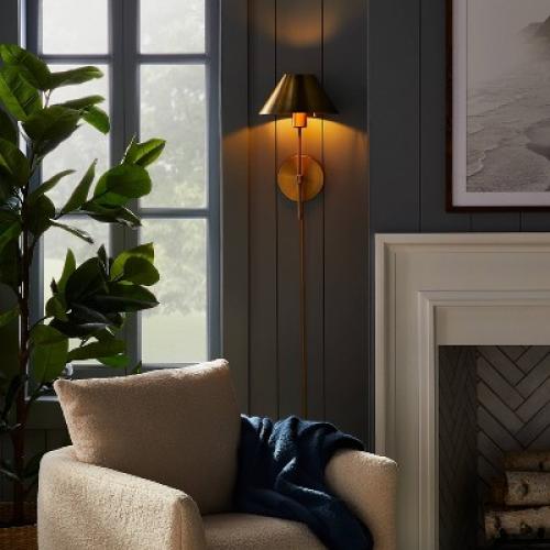 Metal Sconce Wall Light (Includes LED Light Bulb) Brass - Threshold™ designed with Studio McGee