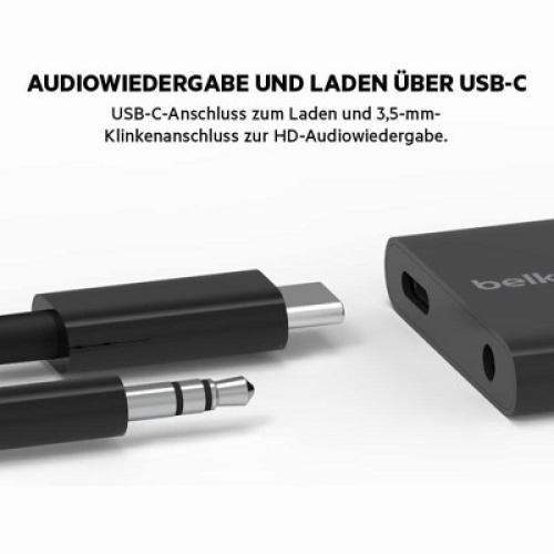 Belkin RockStar 3.5mm Audio with USB-C Charge Adaptor Included Black, NPA004btBK