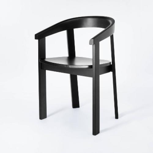 Terra Solid Wood Curved Back Dining Chair Black - Threshold ? designed with Studio McGee: No Assembly, Spot Clean, Arm Chair