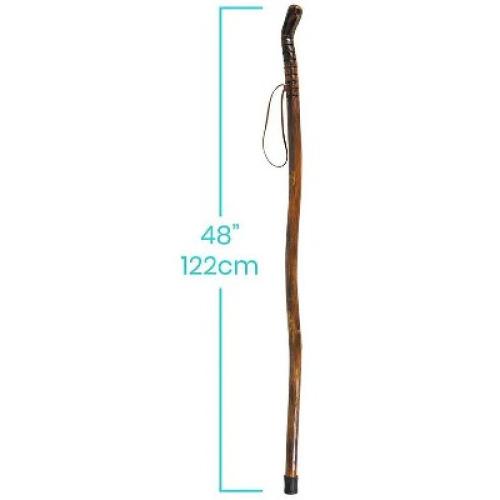 Size 48 Color Brown Vive Health Wooden Walking Stick Handcrafted Waterproof With Leather Wrist Strap for  Women, Men, Seniors